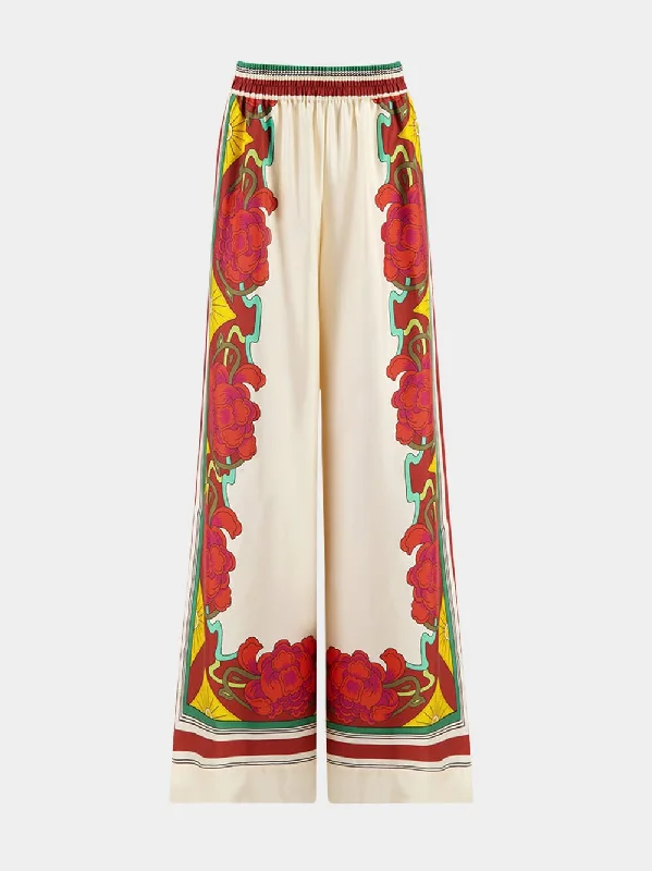 Floral-Print Palazzo Trousers