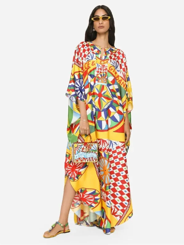 Carretto-Print Twill Caftan