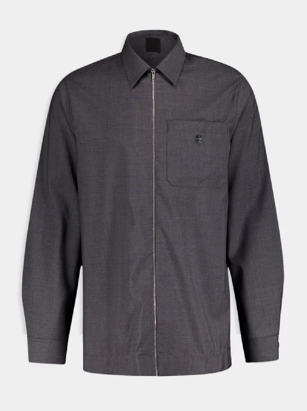 Front-Zip Wool Shirt