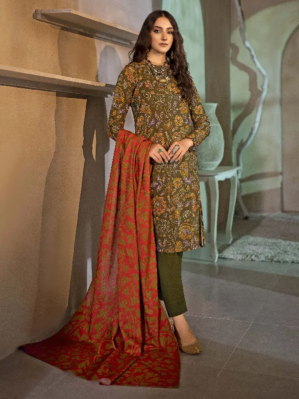 3 Piece Printed Khaddar Suit