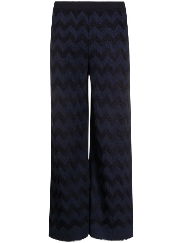 Chevron straight-leg trousers