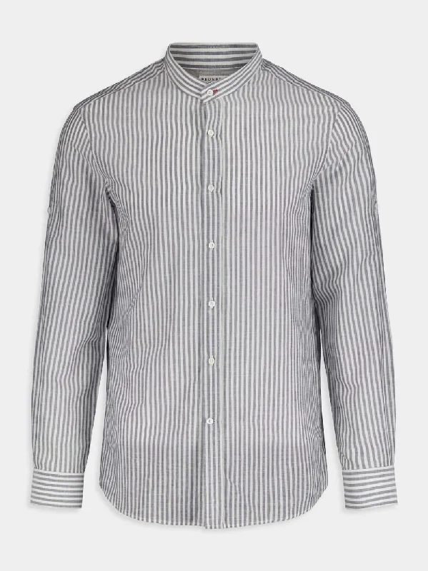 Long-Sleeve Striped Buttoned Shirt