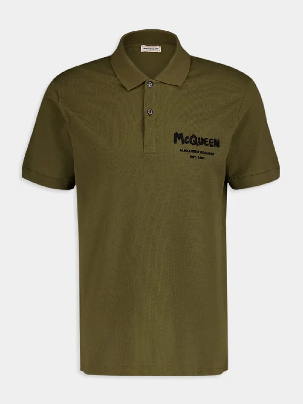 Deep Khaki Graffiti Polo Shirt