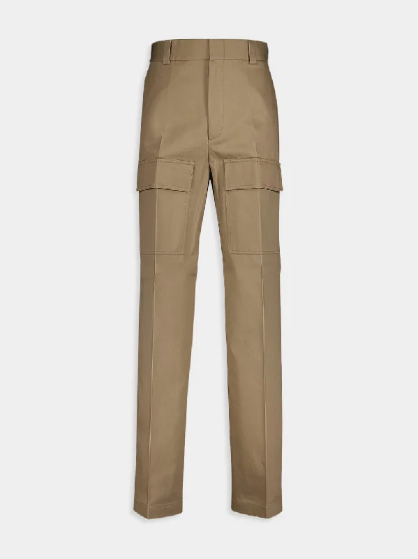 Wide-Leg Cotton Cargo Trousers