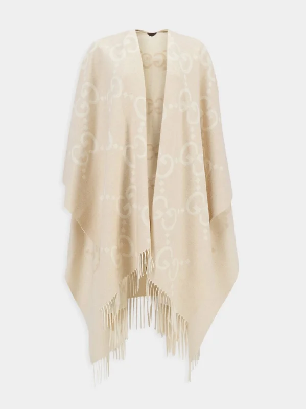 Reversible Jumbo GG Cashmere Beige Poncho