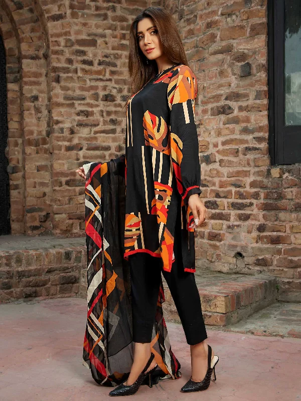 Raw Silk Printed Suit