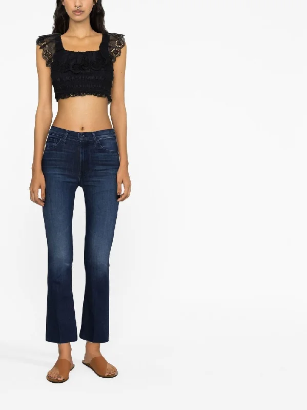 Insider Dark Blue High-Rise Ankle Flared Jeans