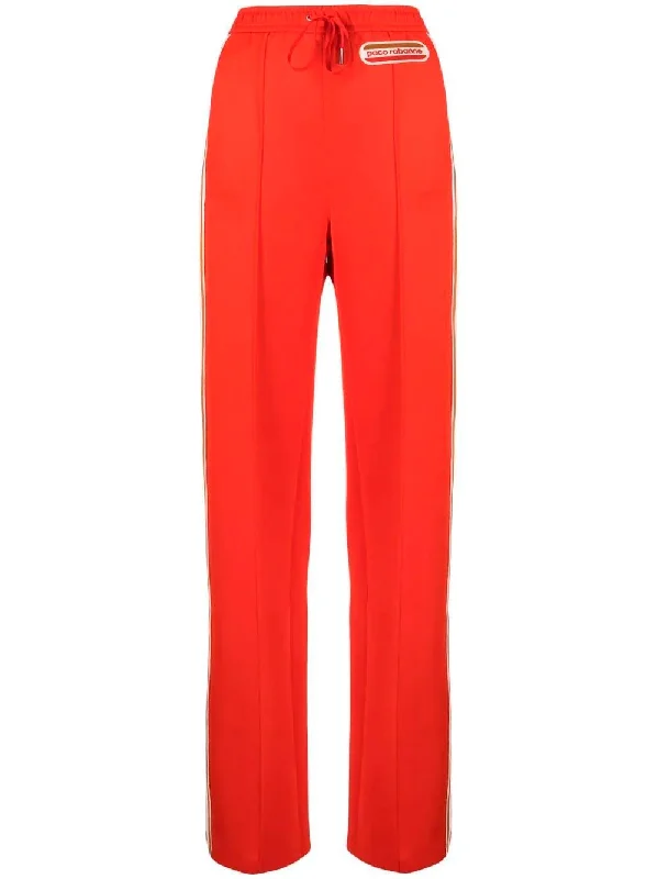 Red track trousers