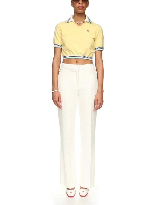 Cropped Cotton Pique Polo Shirt