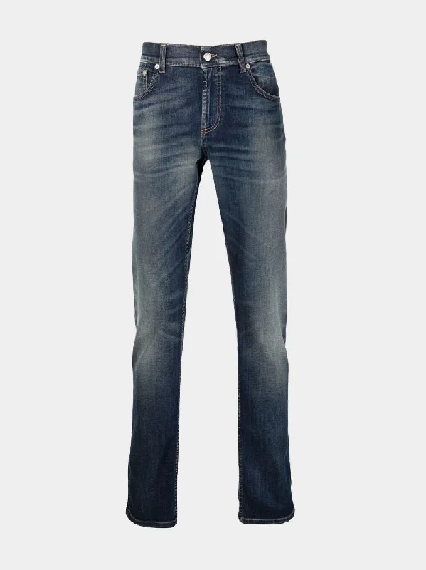 Blue Washed Straight Jeans