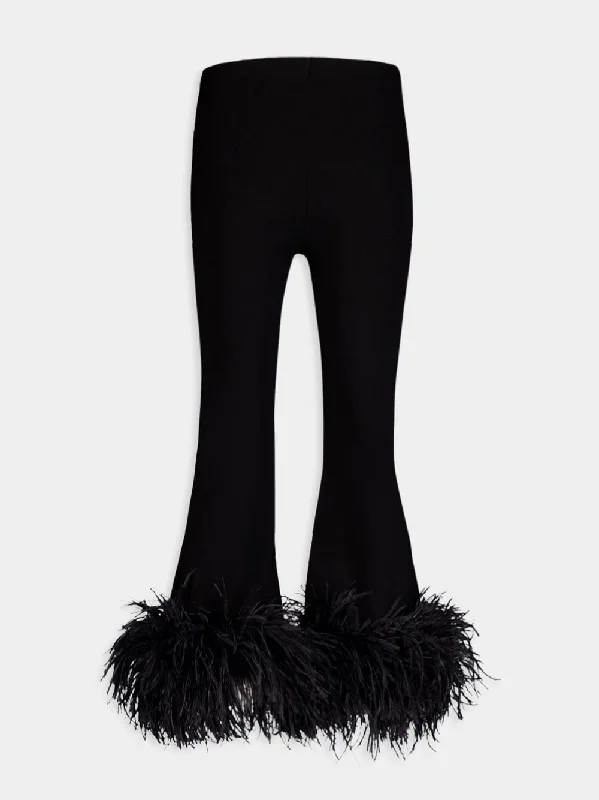 Feather-Trim Stretched Viscose Trousers