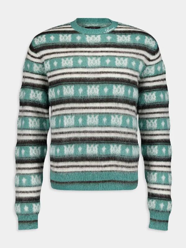 Skater Striped Knit Green Jumper